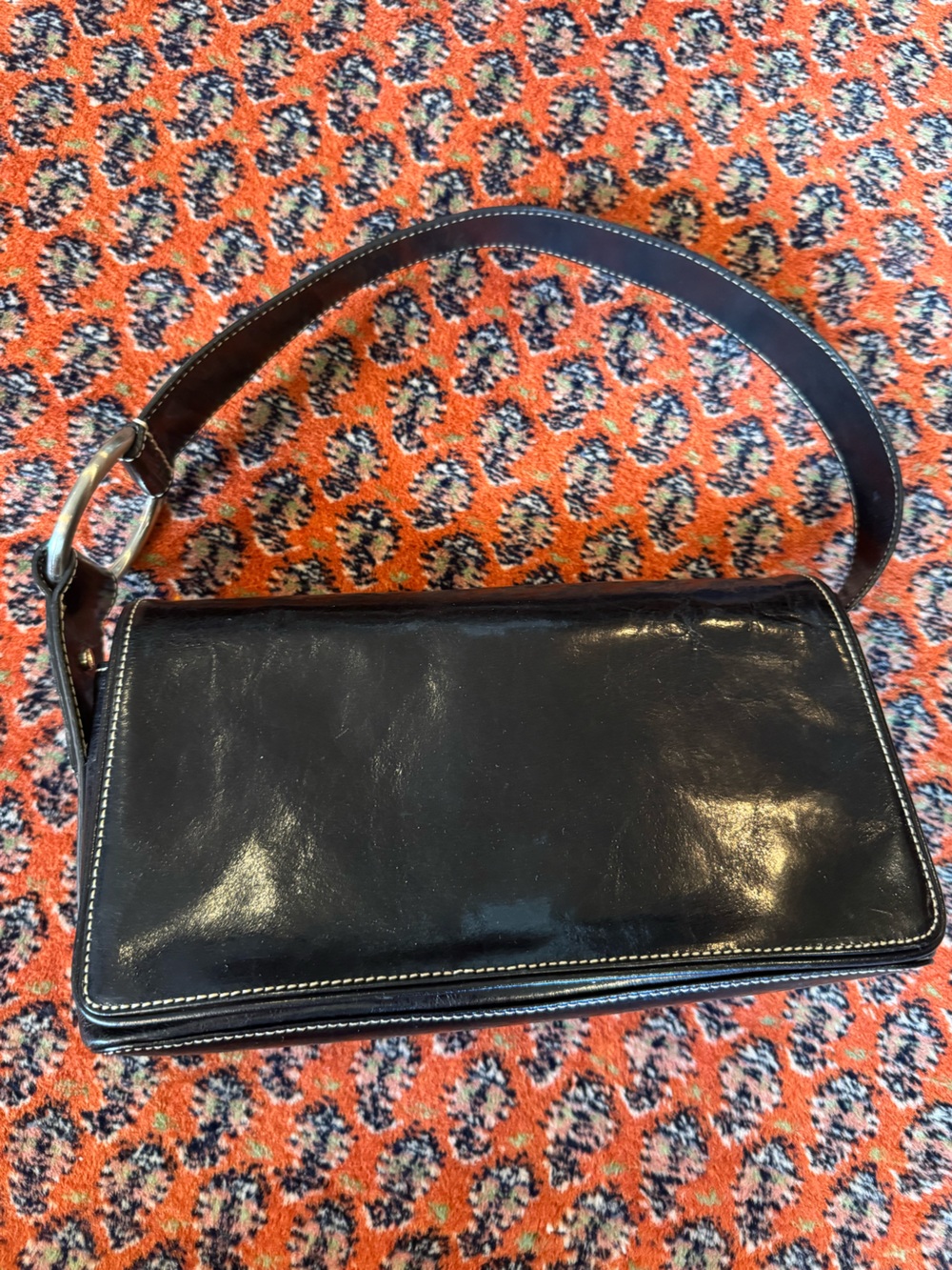 Kenneth Cole Classic Black Leather Shoulder Bag